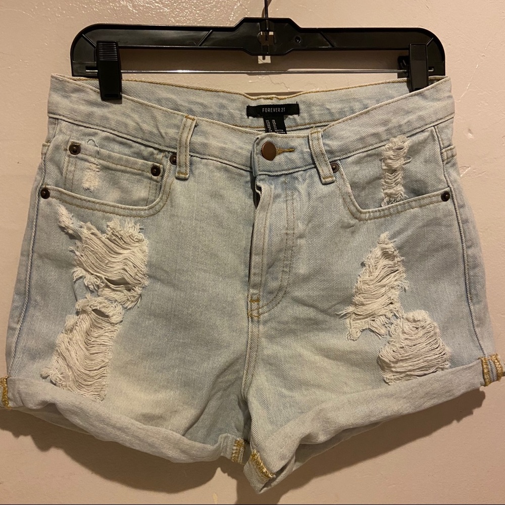 Distressed high waisted shorts